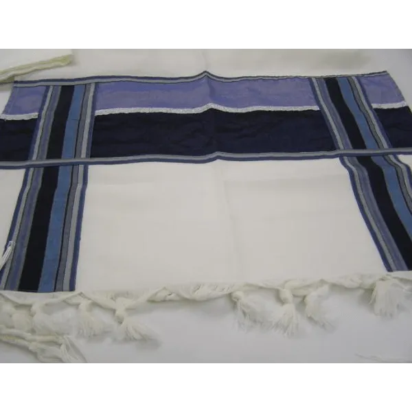 Modern Tallit for Man with Blue Decorations, Wool Tallit, Custom Tallit, Modern Tallit, Bar Mitzvah Tallit