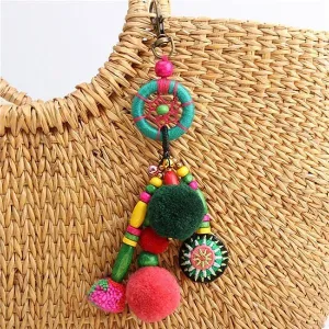 Multicolor Handmade Pompom Keychain