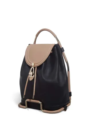 Nadia Backpack in Black & Nude Nappa Leather