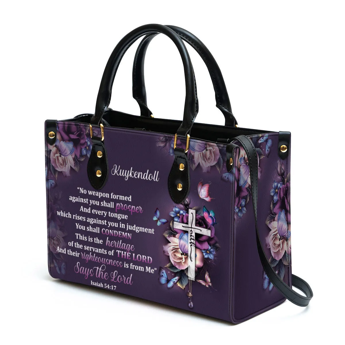 No Weapon Formed Against You Shall Prosper Personalized Leather Bag For Women - Religious Gifts For Women