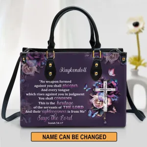 No Weapon Formed Against You Shall Prosper Personalized Leather Bag For Women - Religious Gifts For Women