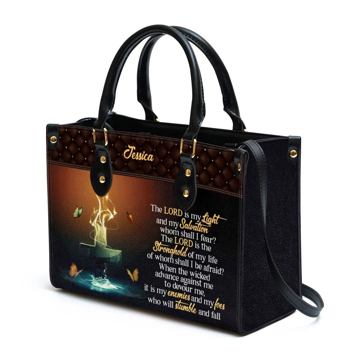 Personalized Leather Bag For Women - The Lord Is My Light And My Salvation Leather Bag Leather Bag - Christian Gifts for Women