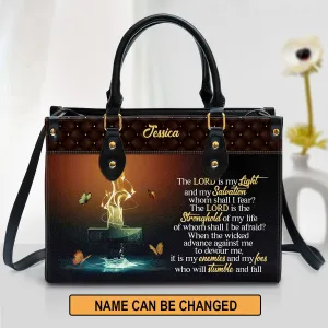 Personalized Leather Bag For Women - The Lord Is My Light And My Salvation Leather Bag Leather Bag - Christian Gifts for Women