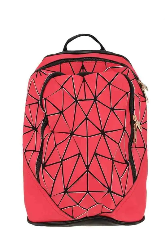 Red Geometric Reflective Book Bag