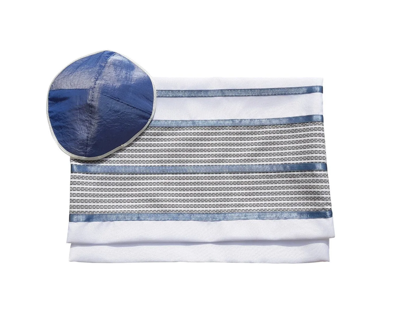 Smoked Blue with Light Blue Stripes Tallit, Bar Mitzvah Tallit Set, Tzitzit Hebrew Prayer Shawl