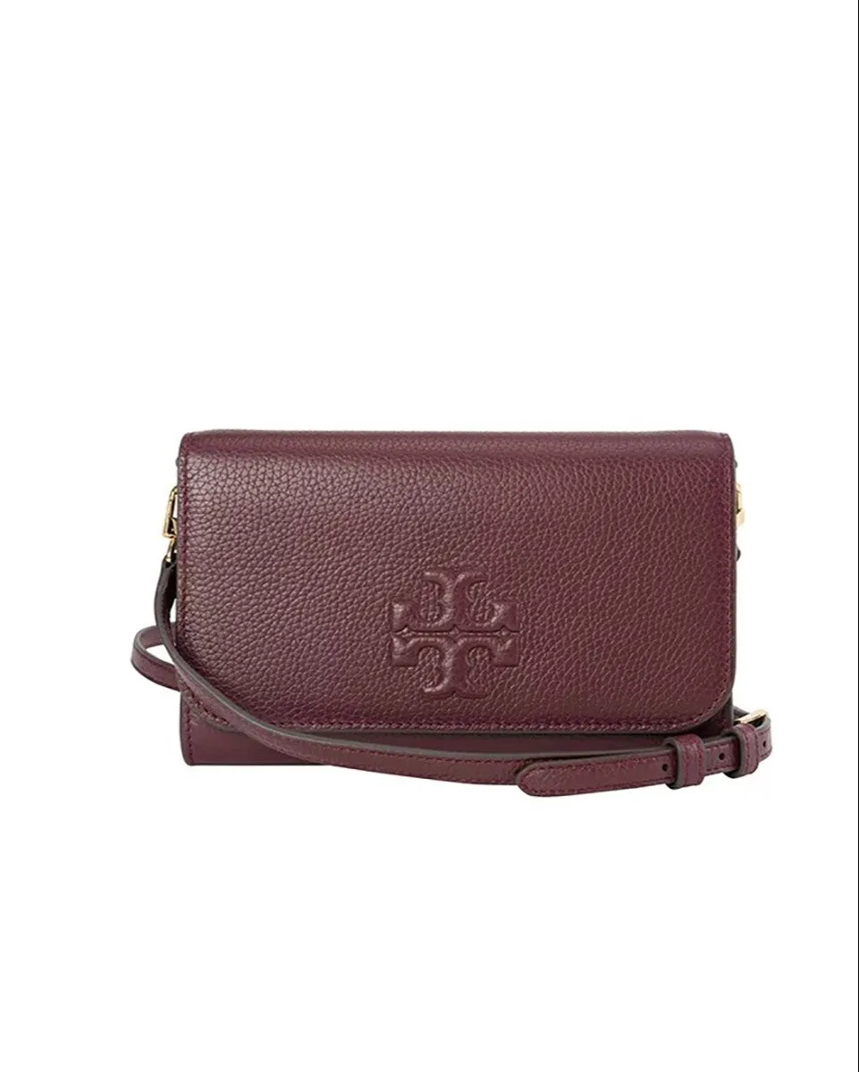 Tory Burch Claret Thea Flat Wallet Crossbody