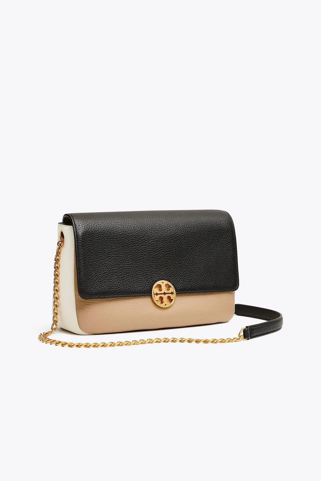 Tory Burch Savannah / Black / New Ivory Chelsea Color-Block Chain Shoulder Bag