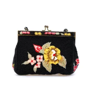 Vintage Floral Beaded Evening Bag