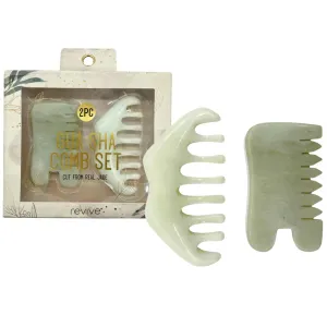 VYSN Revive 3 Piece Jade Gua Sha Combs & Storage Bag Set