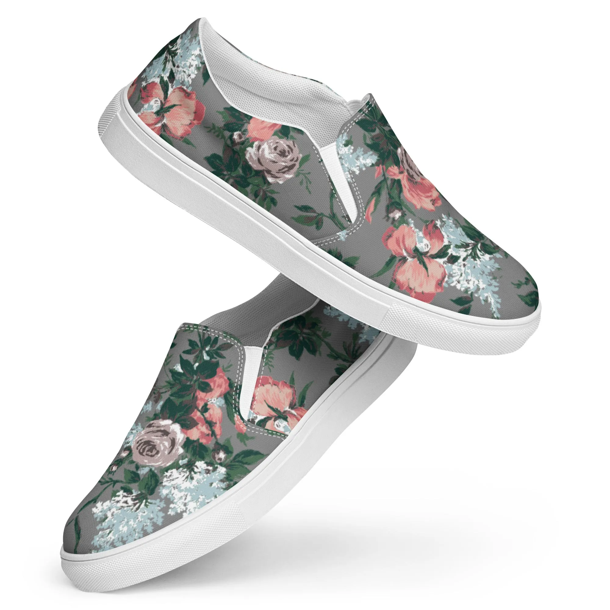 Women’s Canvas Slip-On Deck Shoe in J'Adore Paris Bella Roses Floral