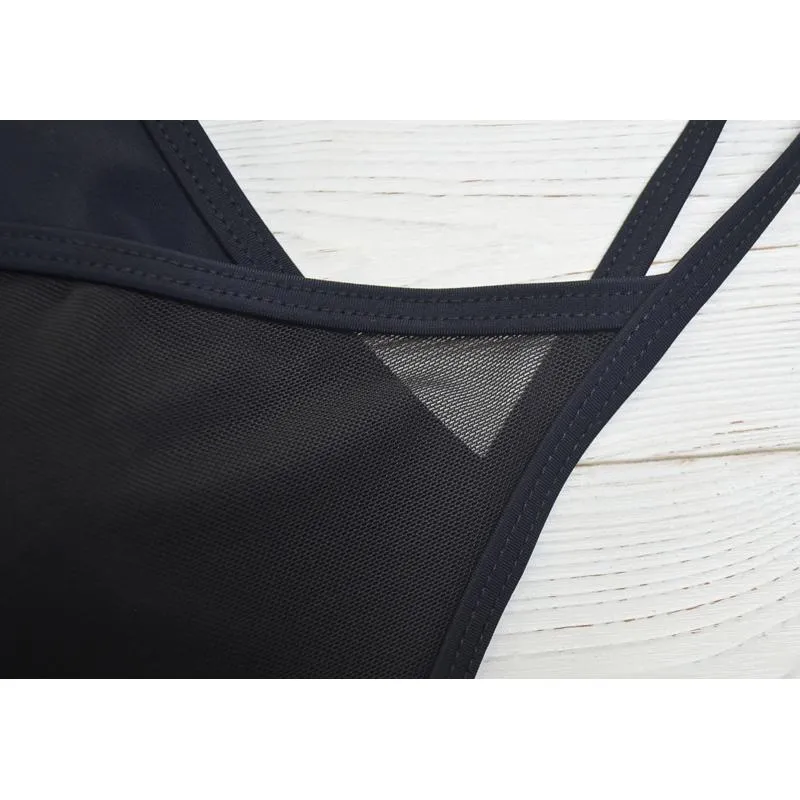 Yoga Black Tight-Fitting Sports Fitness Running Patchwork Mesh Sports Bra