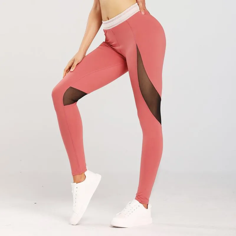 Yoga High-Waisted Tight-Fitting Sports Fitness High Elasticity Running Mesh Sports Leggings